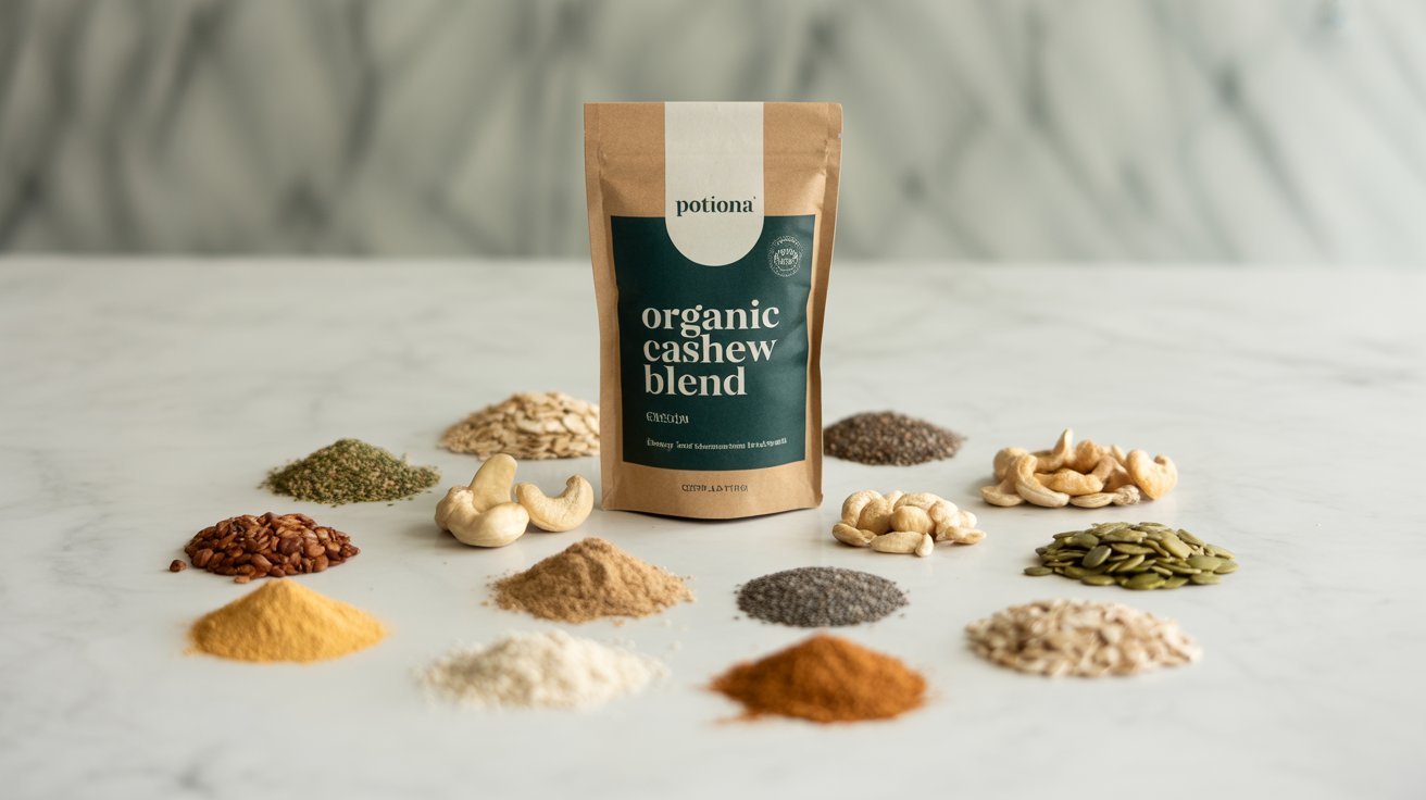 POTIONA Cashew Health Shot Background